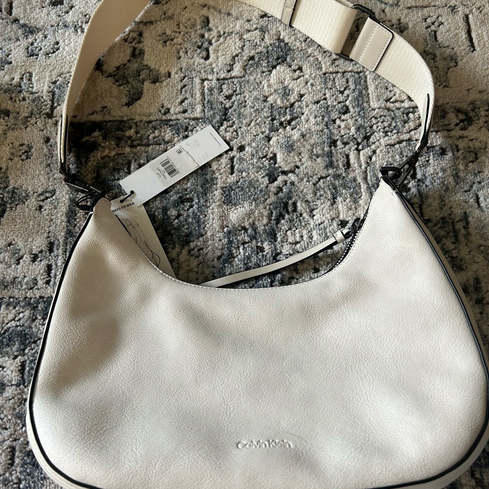 Calvin Klein Cream Clay Crescent Shoulder Bag